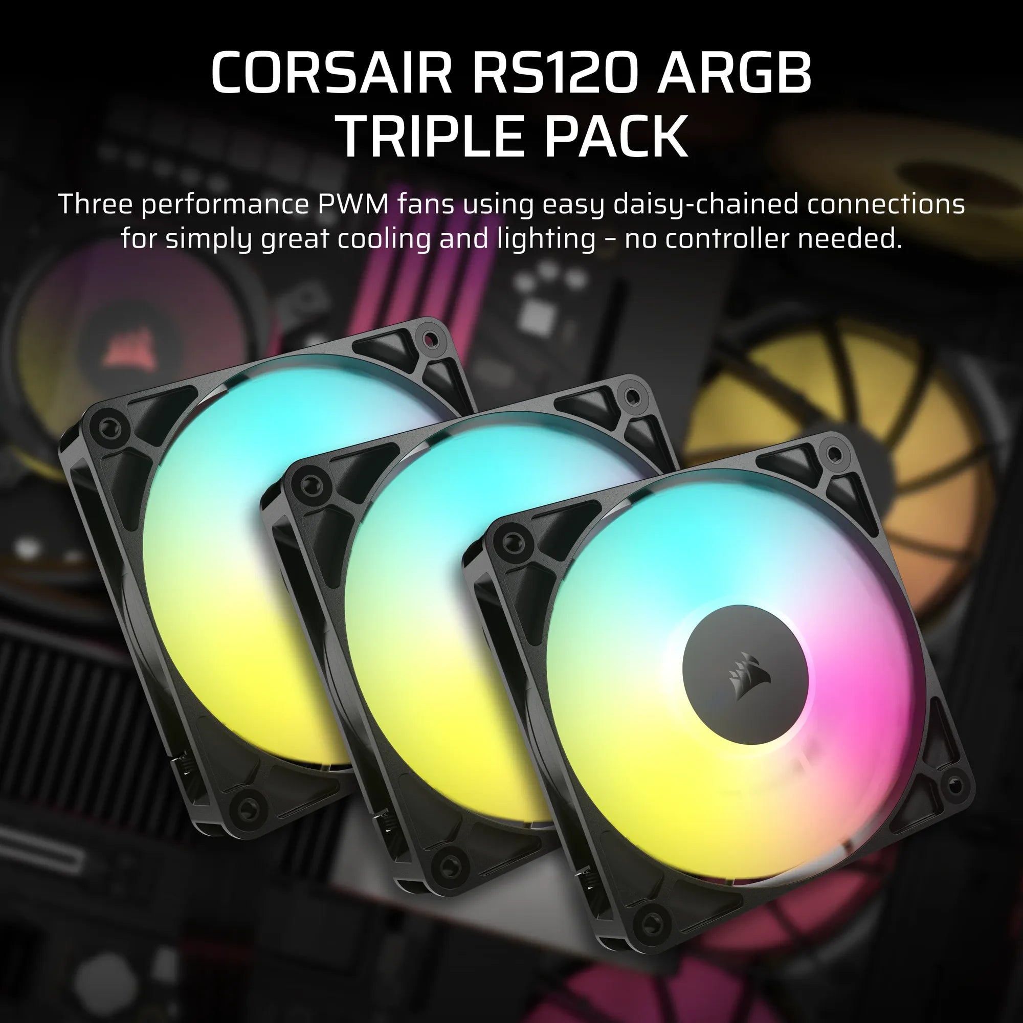 Image 1 for Corsair RS120 ARGB 120mm PWM Fan Triple Pack