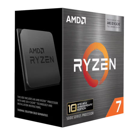 Image 1 for AMD Ryzen 7 5800X3D 8-Core 16-Thread Processor (4.5GHz Boost, 100MB Cache, 105W TDP, AM4 Socket) - Boxed 10th Anniversary Edition, Cooler Not Included