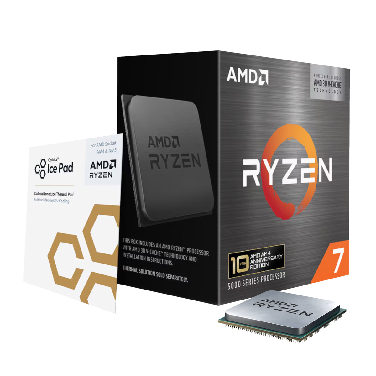 Image 3 for AMD Ryzen 7 5800X3D 8-Core 16-Thread Processor (4.5GHz Boost, 100MB Cache, 105W TDP, AM4 Socket) - Boxed 10th Anniversary Edition, Cooler Not Included