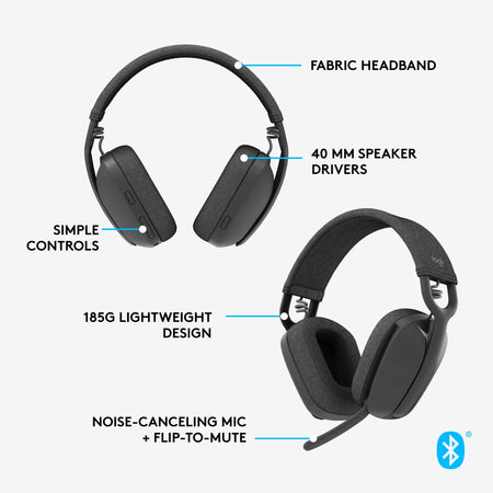 Image 11 for Logitech Zone Vibe 100 Wireless Headset - Graphite