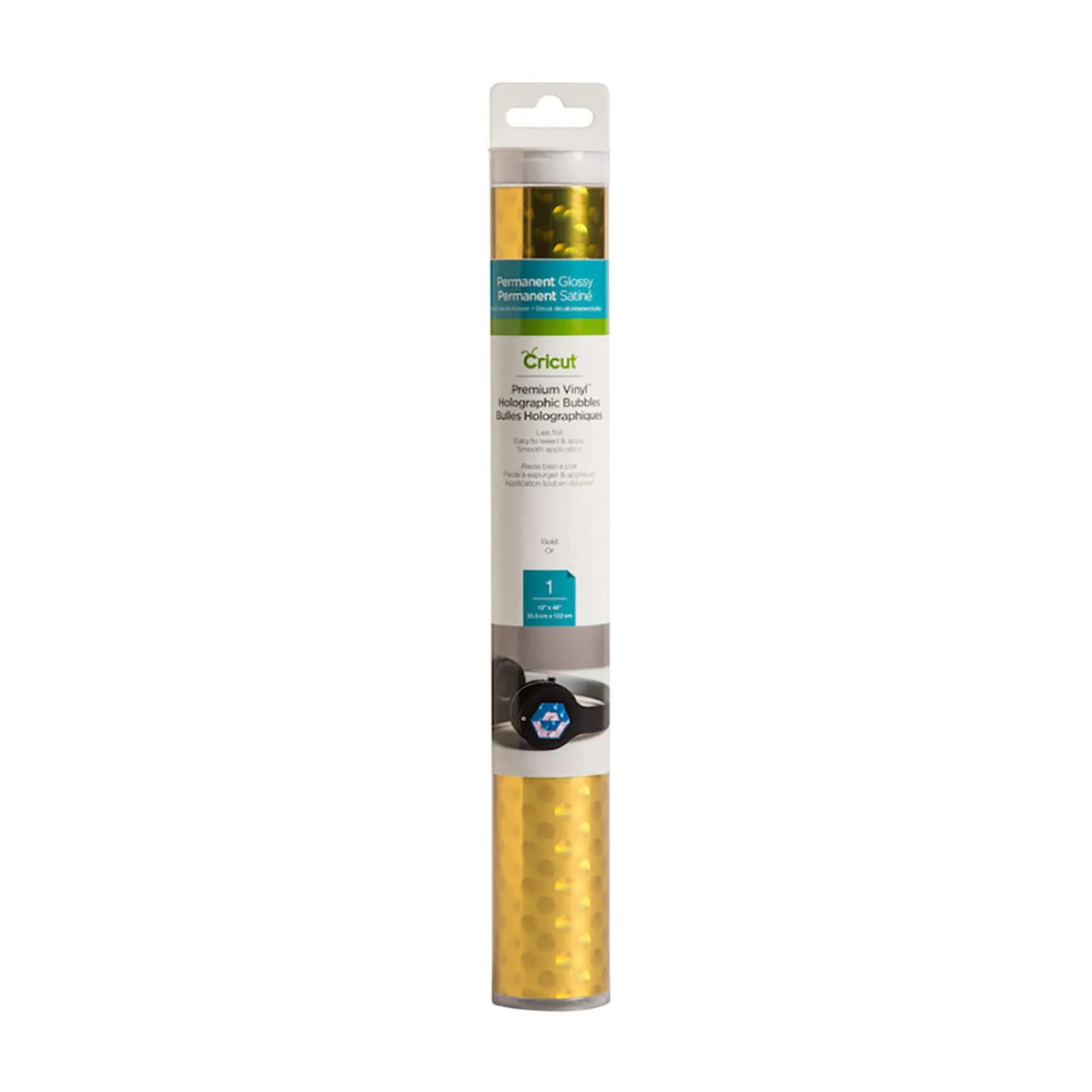 Image 3 for Cricut Premium Vinyl Holographic Bubbles Gold 12x48