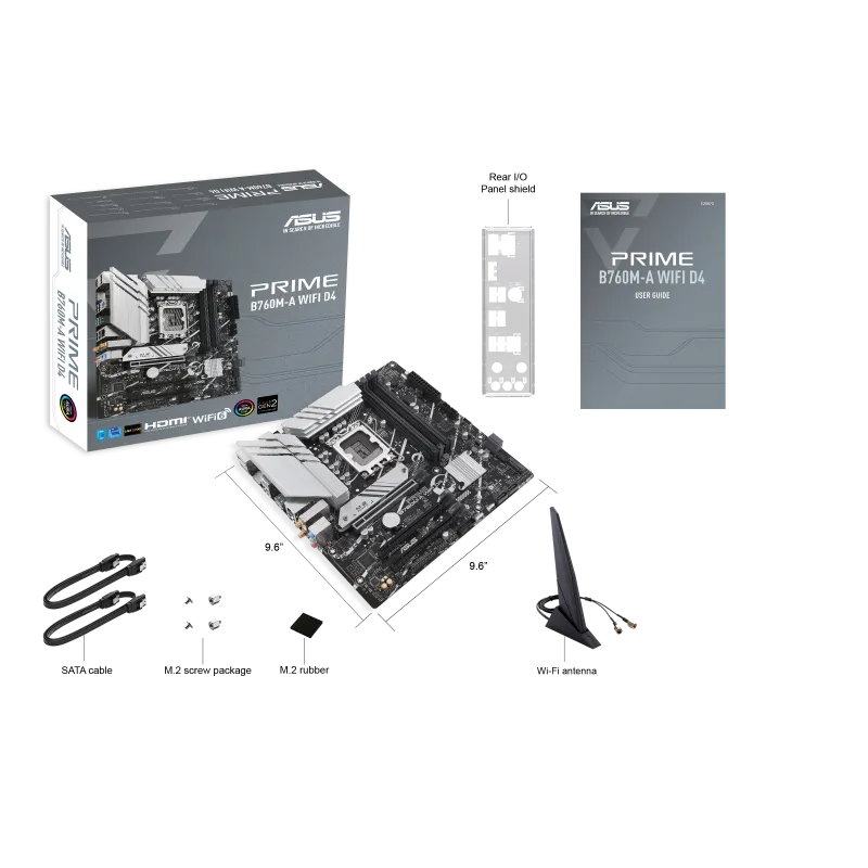 Image 3 for ASUS PRIME B760M-A WIFI D4 LGA 1700 DDR4 Micro-ATX Motherboard