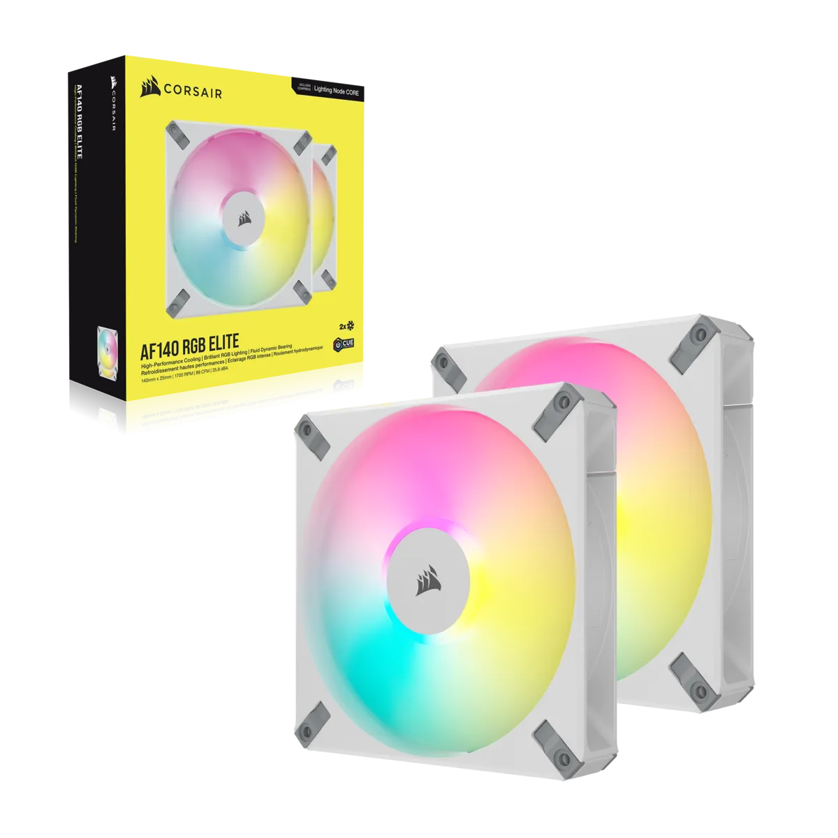 Image 2 for Corsair AF140 RGB ELITE White Case Fans - Dual Pack