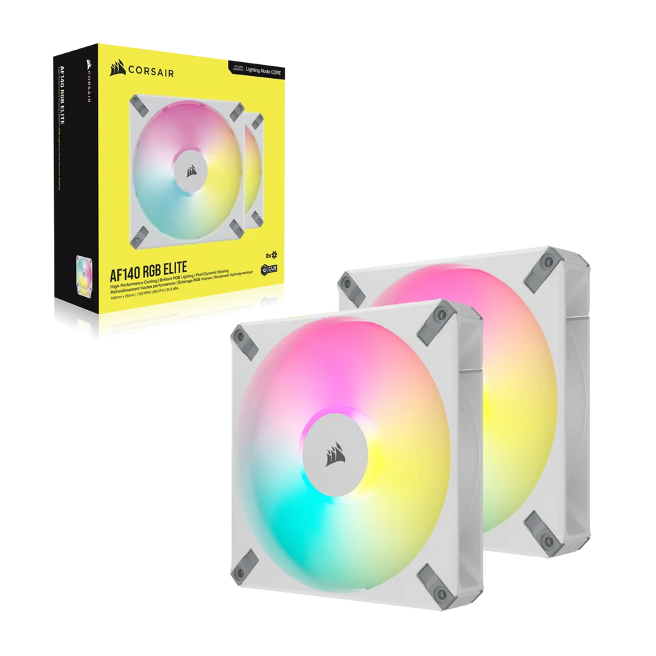Image 2 for Corsair AF140 RGB ELITE White Case Fans - Dual Pack