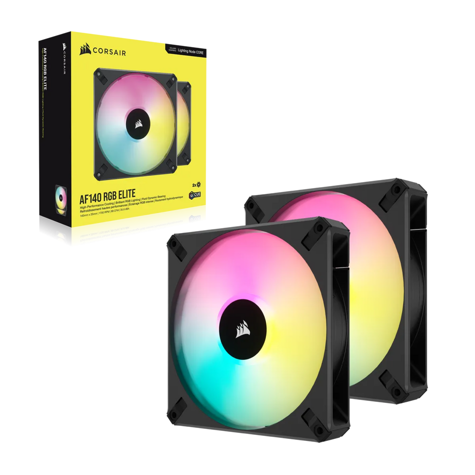 Image 2 for Corsair iCUE AF140 RGB ELITE 140mm PWM Dual Fan Kit with Lighting Node CORE