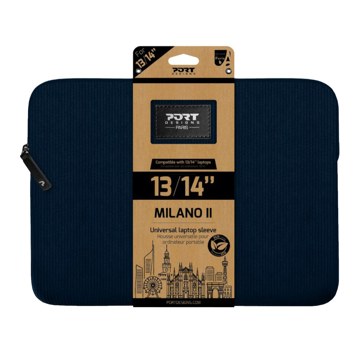 Image 1 for Port Designs Milano II Eco 13/14" Universal Laptop Sleeve - Navy Blue
