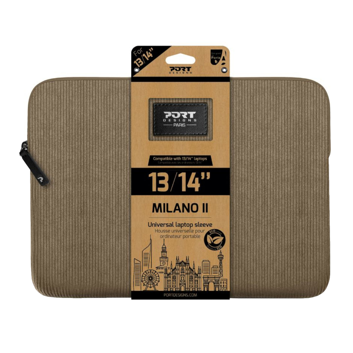 Image 1 for Port Designs Milano II Eco 13/14" Universal Laptop Sleeve - Desert Brown