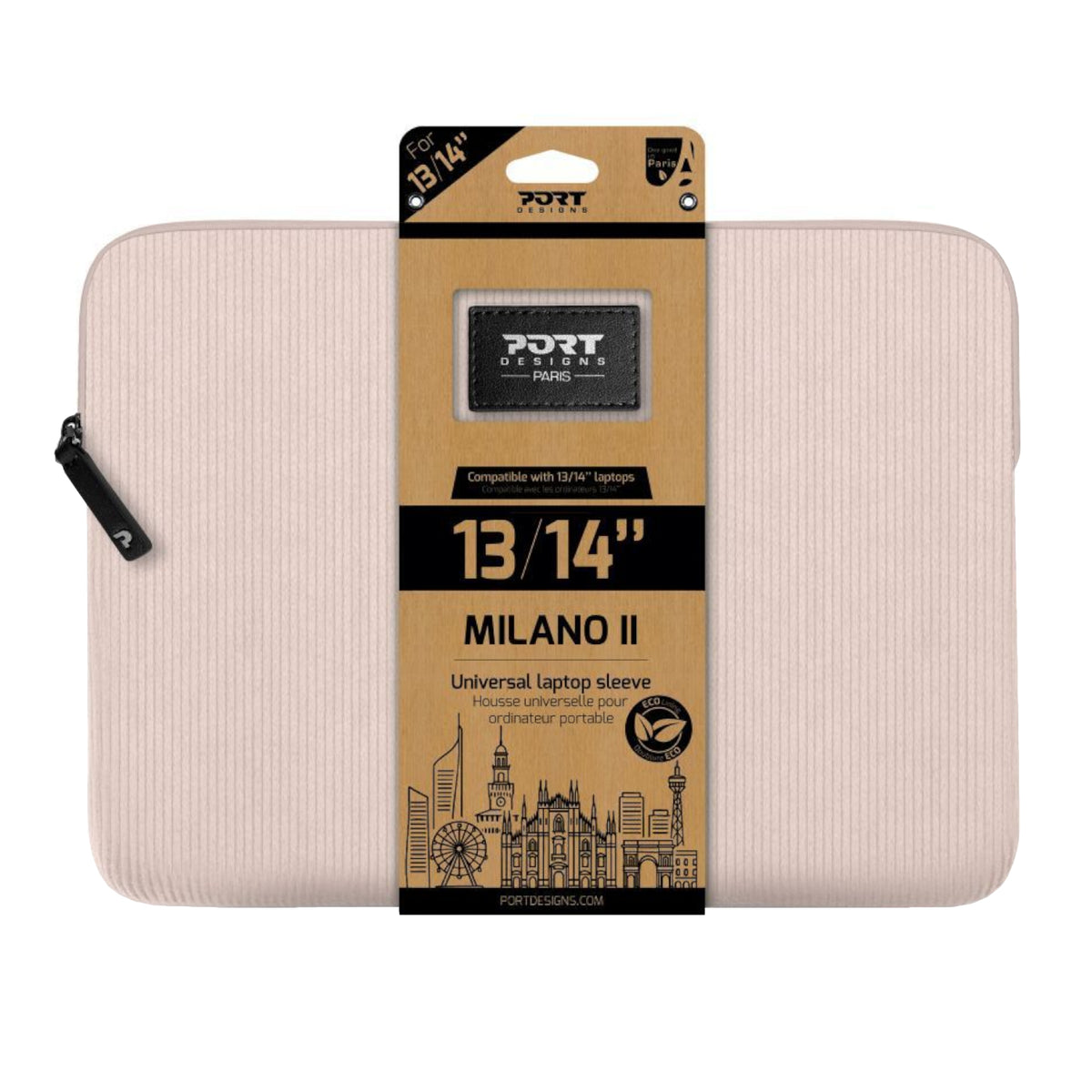 Image 1 for Port Designs Milano II Eco 13/14" Universal Laptop Sleeve - Plush Pink