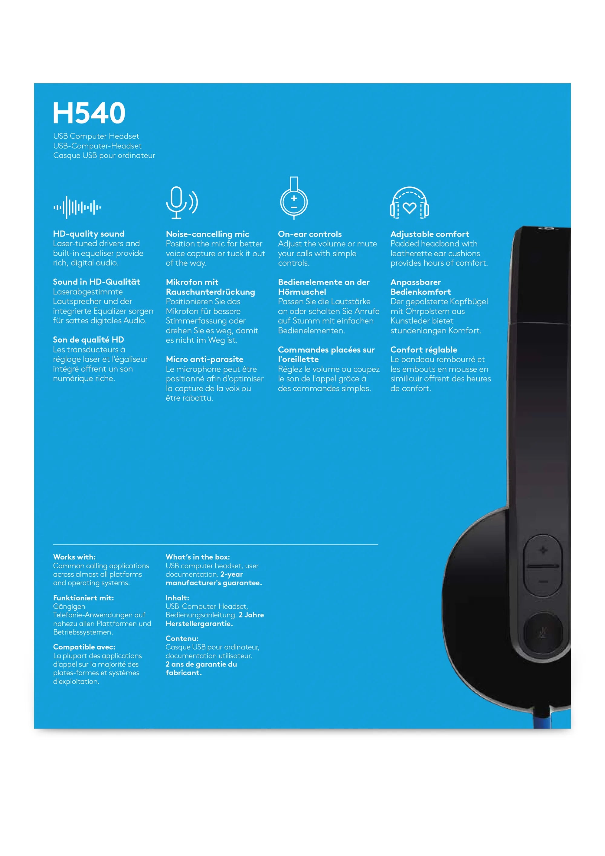 Image 6 for Logitech H540 USB Headset with Laser-Tuned Drivers