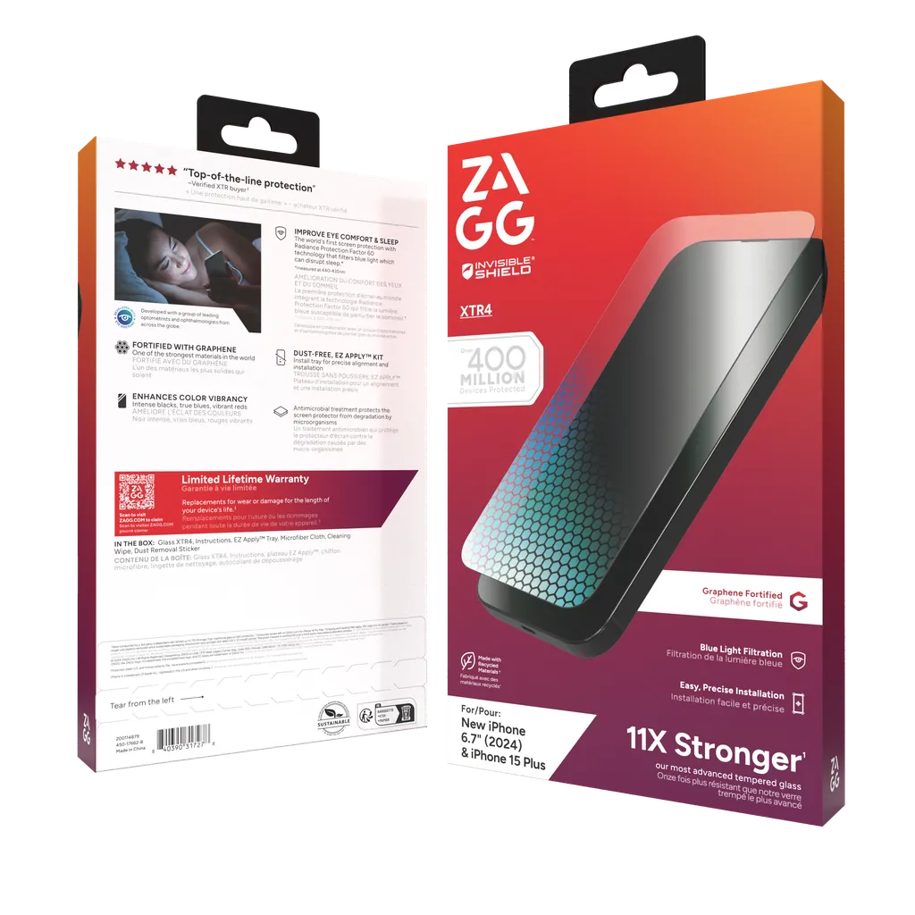 Image 1 for InvisibleShield Glass XTR4 Screen Protector for Apple iPhone 16 Plus / 15 Plus