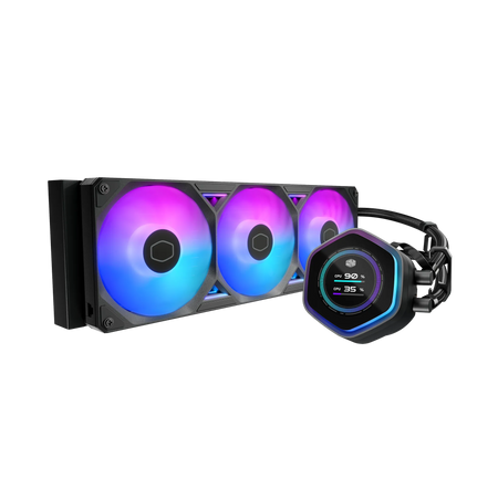 Image 1 for Cooler Master MasterLiquid ML360 Atmos II LCD AIO Liquid CPU Cooler - 360mm Radiator, Customizable LCD Display, ARGB Lighting