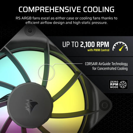 Image 3 for Corsair RS120 ARGB 120mm PWM Fan Triple Pack