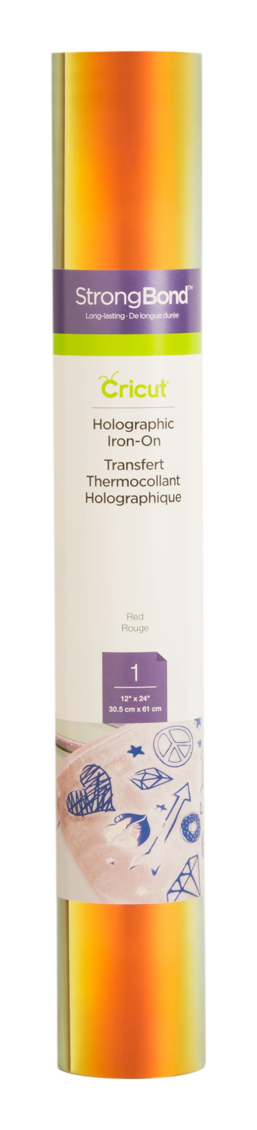 Image 1 for Cricut Holographic Iron-On Vinyl - Red, 30x60cm