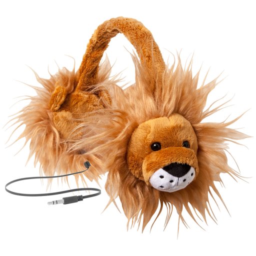 Image 1 for Animalz Furry Retractable Volume Limiting Over-the-Ear Headphones - Lion