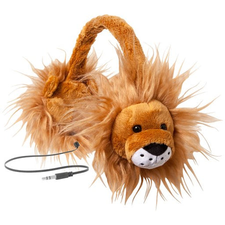 Image 1 for Animalz Furry Retractable Volume Limiting Over-the-Ear Headphones - Lion