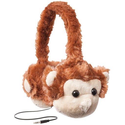 Image 1 for Animalz Furry Retractable Volume Limiting Over-the-Ear Headphones - Monkey