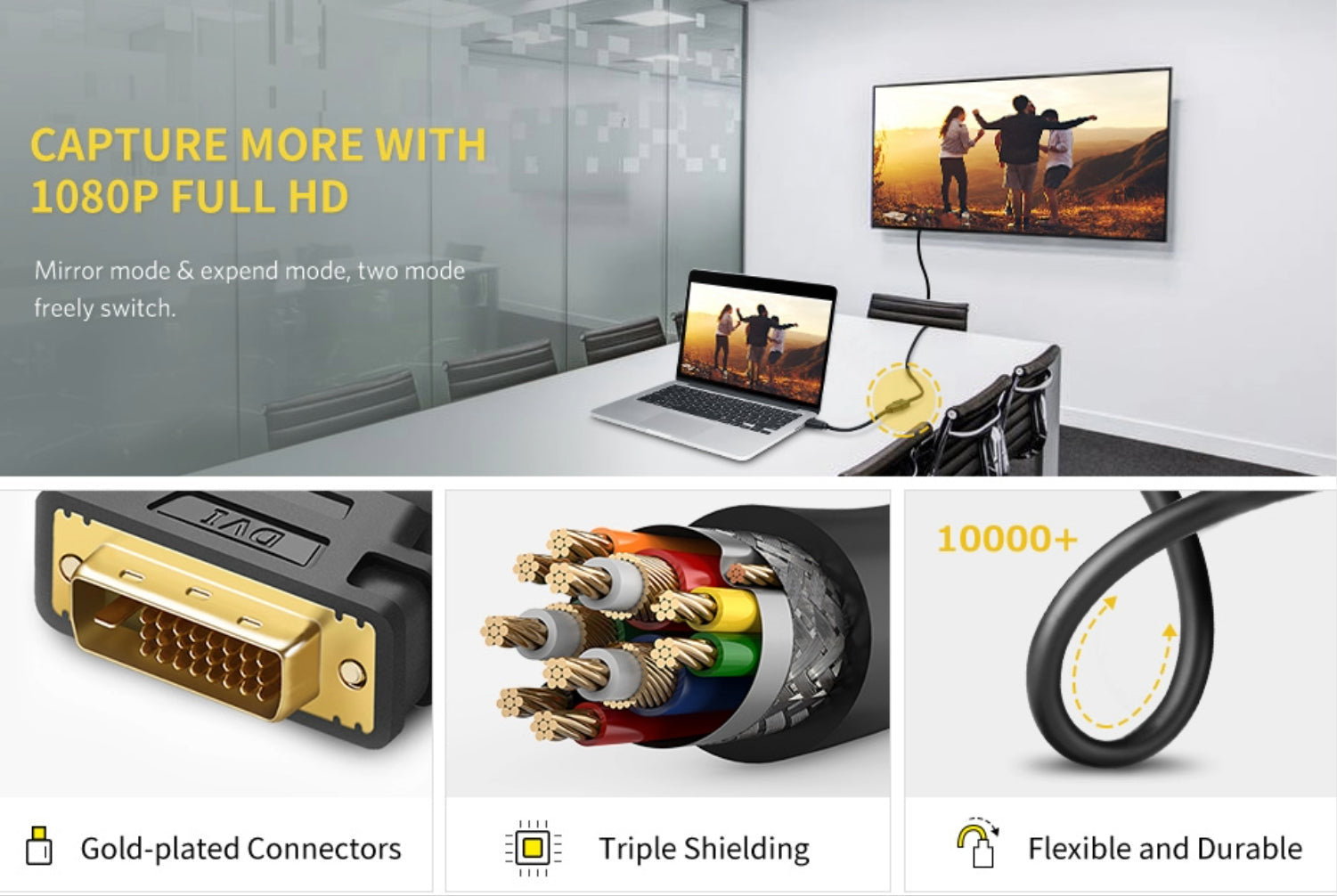 Image 3 for UGREEN DVI to HDMI Cable Adapter 15cm | Male to Female | 1080p Full HD – Black