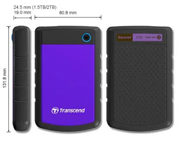 Image 2 for Transcend 2TB Rugged USB 3.1 External HDD - Purple