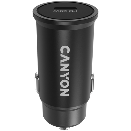 Image 1 for Canyon C-20, PD 20W Pocket size car charger, input: DC12V-24V, output: PD20W, support iPhone12 PD fast charging, Compliant with CE RoHs , Size: 50.6*23.4*23.4, 18g, Black