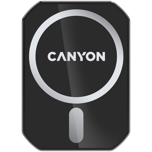 Image 1 for CANYON CH-15, Magnetic car holder and wireless charger, C-15-01, 15W，Input: USB-C: 5V/2A, 9V/3A;Output: 5W, 7.5W, 10W, 15W;83*60*8.15mm,0.147kg,black