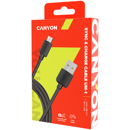 Image 1 for CANYON cable UM-1 MicroUSB 5W 1m Black
