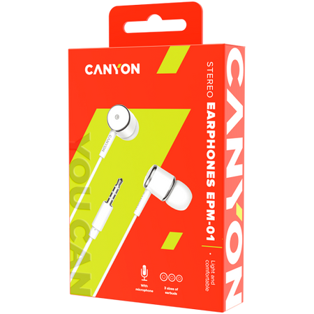 Image 1 for CANYON headphones EPM-01 Mic 1.2m White