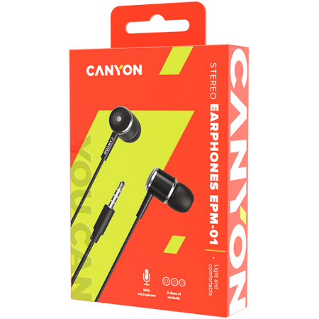 Image 1 for CANYON headphones EPM-01 Mic 1.2m Black