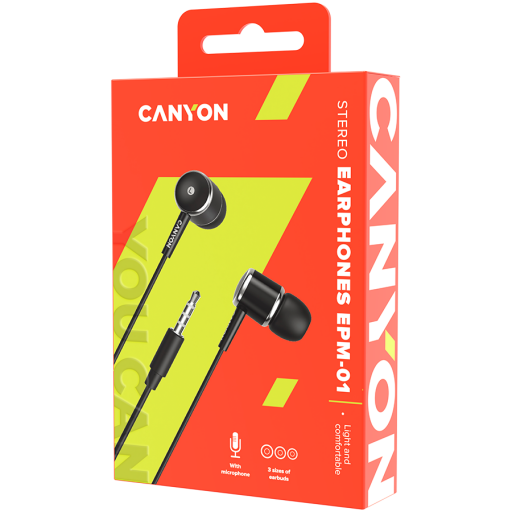 Image 1 for CANYON headphones EPM-01 Mic 1.2m Black