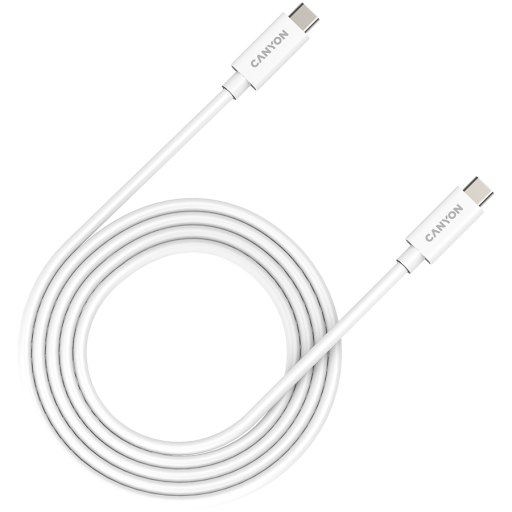 Image 1 for CANYON UC-42, cable, U4-CC-5A2M-E, USB4 TYPE-C to TYPE-C cable assembly 20G 2m 5A 240W(ERP) with E-MARK, CE, ROHS, white