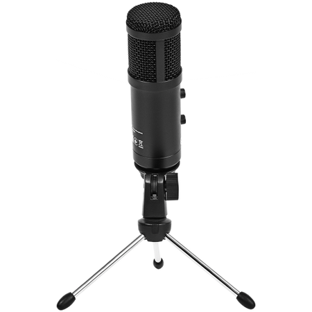 Image 1 for LORGAR Soner 313, Gaming Microphones, Black, USB condenser microphone with Volume Knob & Echo Kob, including 1x Microphone, 1 x 2.5M USB Cable, 1 x Tripod Stand, 1 x User Manual, body size: Φ47.4*158.2*48.1mm, weight: 243.0g