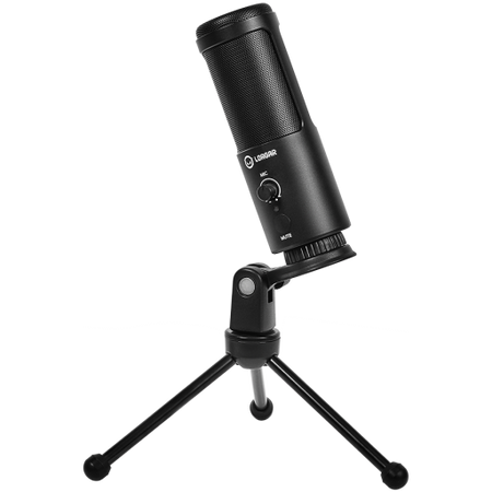Image 1 for LORGAR Voicer 521, Gaming Microphone, Black, USB condenser mic with Volume Knob, 3.5MM headphonejack, mute button and led indicator, package including 1x F5 Microphone, 1 x 2M type-C USB Cable, 1 xTripod Stand