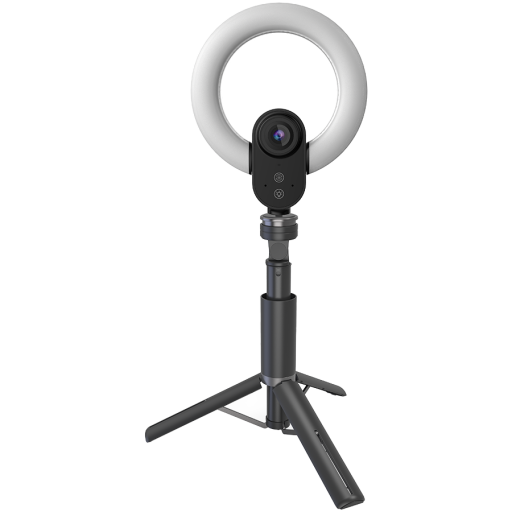 Image 1 for LORGAR Circulus 910, Streaming web camera, 5MP 2592X1944 max resolution, up to 60fps, 1/2.8", Sony STARVIS CMOS image sensor, full glass lens, 5.5'' built-in ring light (1700-14 000K), foldable tripod, auto focus, dual microphones with AI noise reduc