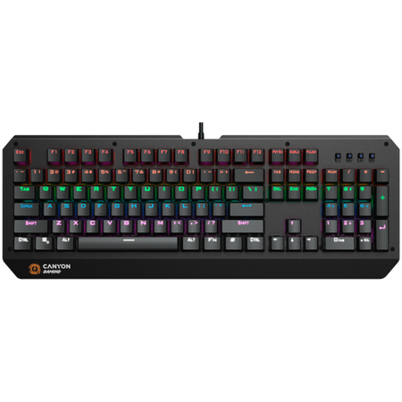 Image 1 for CANYON Hazard GK-6, Wired multimedia gaming keyboard with lighting effect, 108pcs rainbow LED, Numbers 104keys, EN double injection layout, cable length 1.8M, 450.5*163.7*42mm, 0.90kg, color black