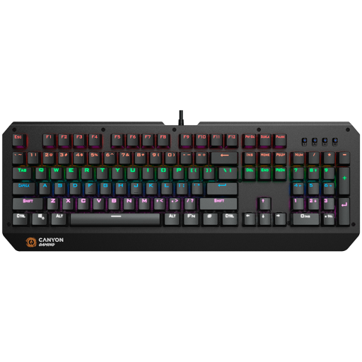 Image 1 for CANYON Hazard GK-6, Wired multimedia gaming keyboard with lighting effect, 108pcs rainbow LED, Numbers 104keys, EN double injection layout, cable length 1.8M, 450.5*163.7*42mm, 0.90kg, color black