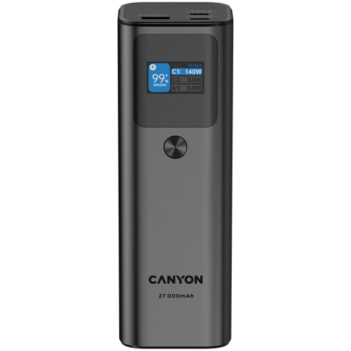 Image 1 for CANYON power bank PB-2010 TFT 27000 mAh 97.2Wh PD140W QC 3.0 Dark Grey