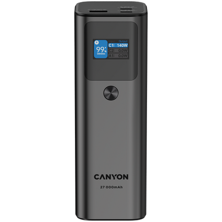Image 1 for CANYON power bank PB-2010 TFT 27000 mAh 97.2Wh PD140W QC 3.0 Dark Grey