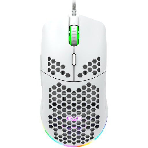 Image 1 for CANYON Puncher GM-11, Gaming Mouse with 7 programmable buttons, Pixart 3519 optical sensor, 4 levels of DPI and up to 4200, 5 million times key life, 1.65m Ultraweave cable, UPE feet and colorful RGB lights, White, size:128.5x67x37.5mm, 105g