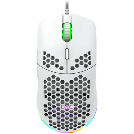 Image 1 for CANYON Puncher GM-11, Gaming Mouse with 7 programmable buttons, Pixart 3519 optical sensor, 4 levels of DPI and up to 4200, 5 million times key life, 1.65m Ultraweave cable, UPE feet and colorful RGB lights, White, size:128.5x67x37.5mm, 105g