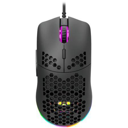Image 1 for CANYON Puncher GM-11, Gaming Mouse with 7 programmable buttons, Pixart 3519 optical sensor, 4 levels of DPI and up to 4200, 5 million times key life, 1.65m Ultraweave cable, UPE feet and colorful RGB lights, Black, size:128.5x67x37.5mm, 105g
