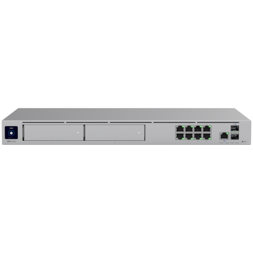 Image 1 for Ubiquiti rack-mount Cloud Gateway with 10 Gbps performance, multi-WAN load balancing, and two NVR drive bays designed for large-scale, multi-application UniFi sites