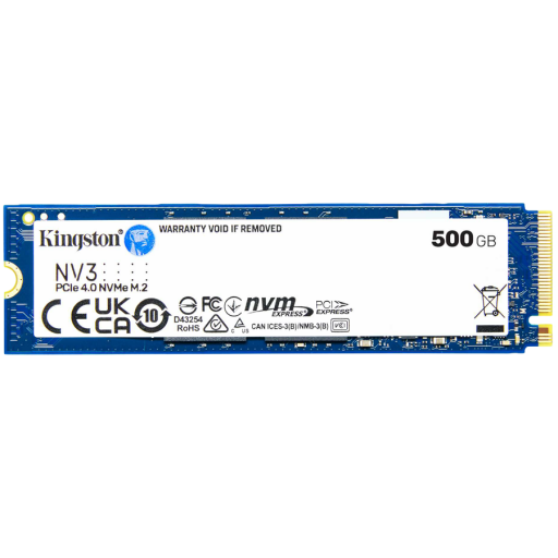 Image 1 for Kingston 500GB NV3 SSD M.2 2280 PCIe 4.0 NVMe, Read: 5,000/ Write: 3,000MB/s