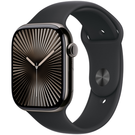 Image 1 for Apple Watch Series 10 GPS + Cellular 42mm Slate Titanium Case with Black Sport Band - M/L,Model A3001
