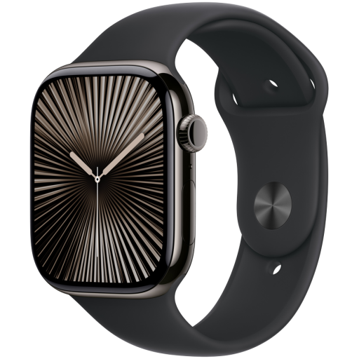 Image 1 for Apple Watch Series 10 GPS + Cellular 46mm Slate Titanium Case with Black Sport Band - S/M,Model A3003
