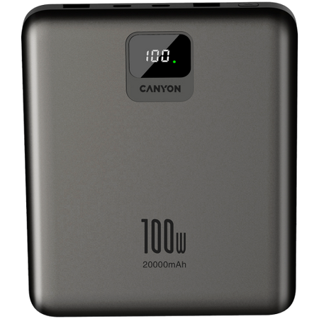Image 1 for CANYON power bank PB-2008 LED FLAT 20000 mAh PD100W QC3.0 Dark Grey