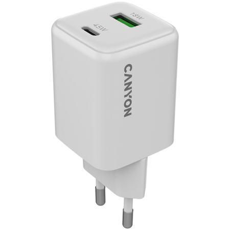 Image 1 for CANYON charger CU45AC GaN 45W 1xPD 1xQC EU White