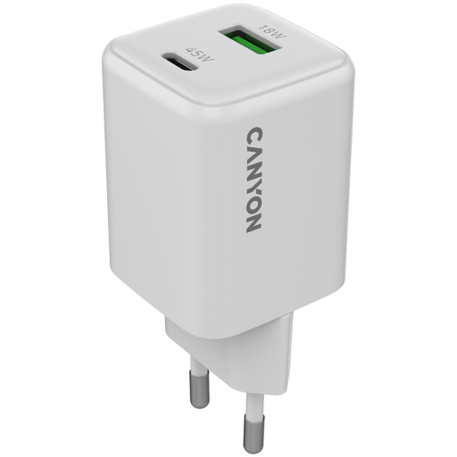 Image 1 for CANYON charger CU45AC GaN 45W 1xPD 1xQC EU White