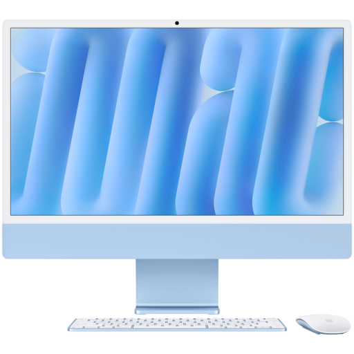 Image 1 for 24-inch iMac with Retina 4.5K display: Apple M4 chip with 10‑core CPU and 10‑core GPU, 16GB, 256GB SSD - Blue,Model A3137