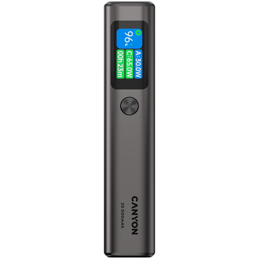 Image 1 for CANYON power bank OnPower 230 TFT 20000 mAh PD130W Dark Grey