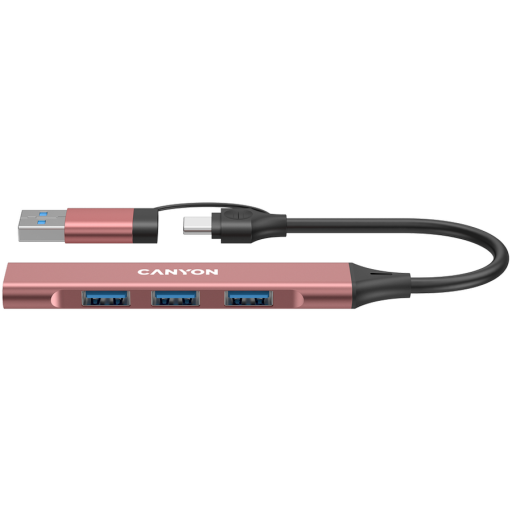 Image 1 for CANYON hub DS-02 4in1 USB-A/C Pink