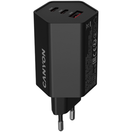 Image 1 for CANYON charger HEXAGON 65 GaN 65W 2xPD 1xQC EU Black